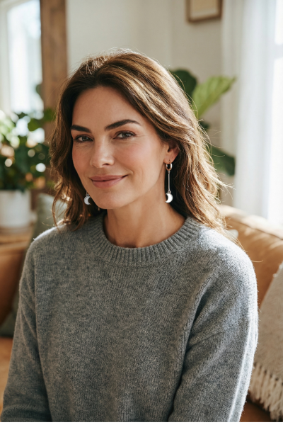 Mineli Ay Küpe – Çubuklu Halka Tasarım | 925 Ayar Gümüş