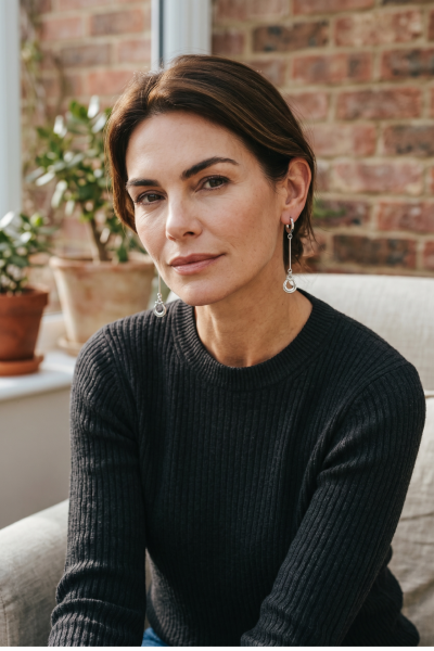 Lale Küpe – Halka Formlu Çubuk Detaylı | 925 Ayar Gümüş, Mikron Altın Kaplama ve Rodyum Kaplama