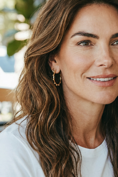 Dorika Küpe – Halka Formlu | 925 Ayar Gümüş, Mikron Altın Kaplama