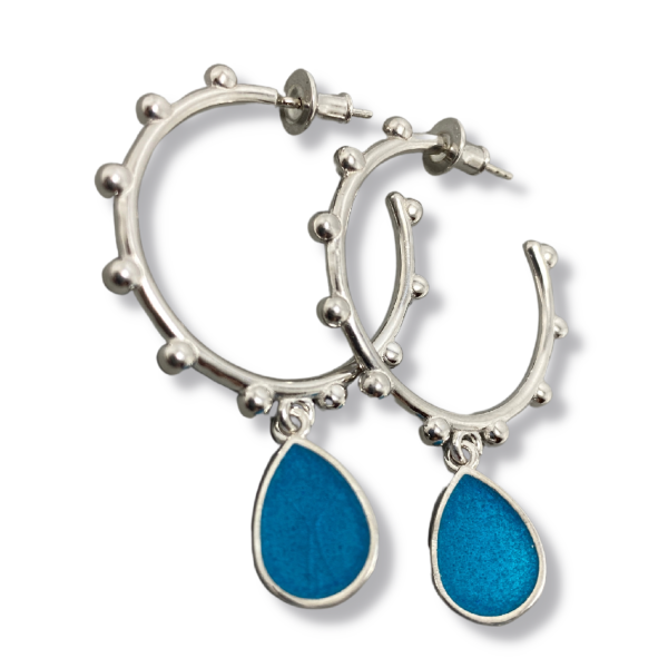 Mineli Damlalı Halka Küpe