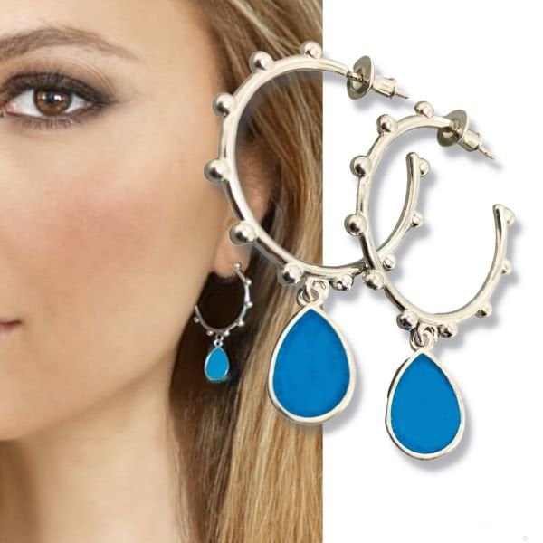 Mineli Damlalı Halka Küpe