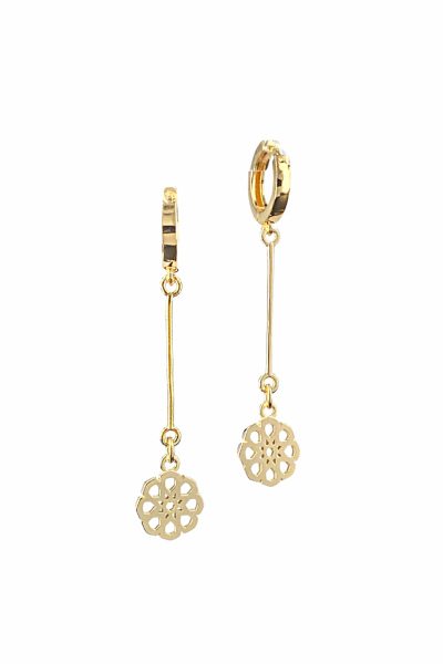 Selçuklu Yıldızı Küpe – Halka Formlu Çubuk Detaylı | 925 Ayar Gümüş, Mikron Altın Kaplama