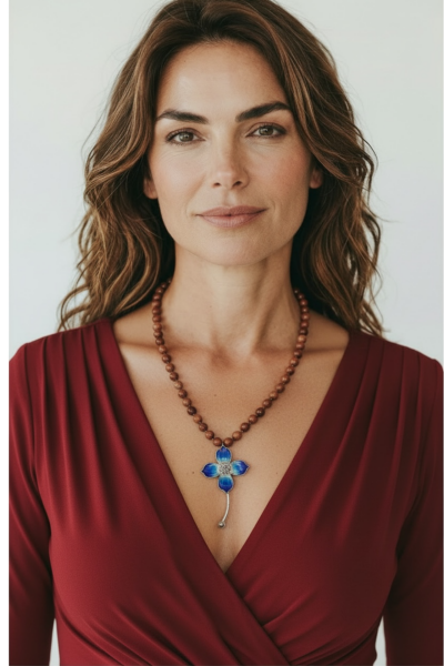 Menekşe Kolye – Mineli | Kırmızı Jasper Doğal Taşlı 925 Ayar Gümüş