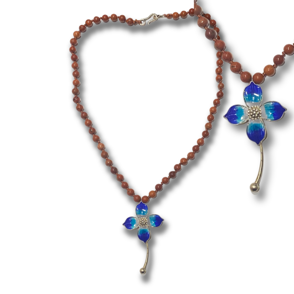 Mineli Menekşe Doğaltaşlı Kolye