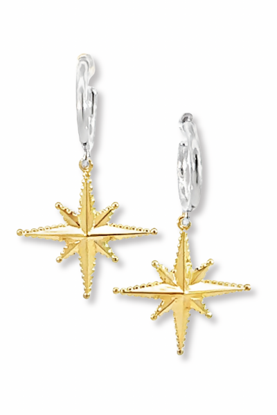 Kuzey Yıldızı Küpe – 925 Ayar Gümüş | Mikron Altın & Rodyum Kaplama