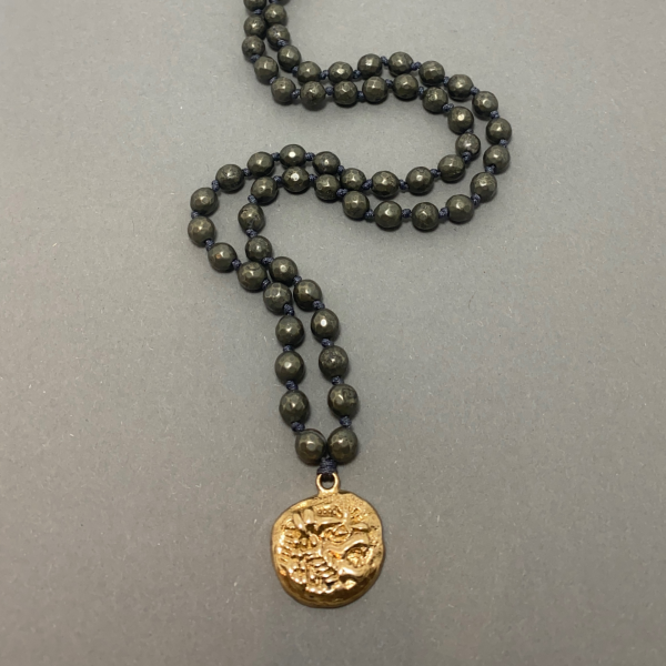 Pirit Taşlı Bronz Lidya Sikke Kolye