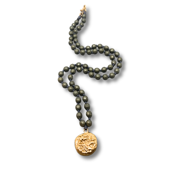 Pirit Taşlı Bronz Lidya Sikke Kolye