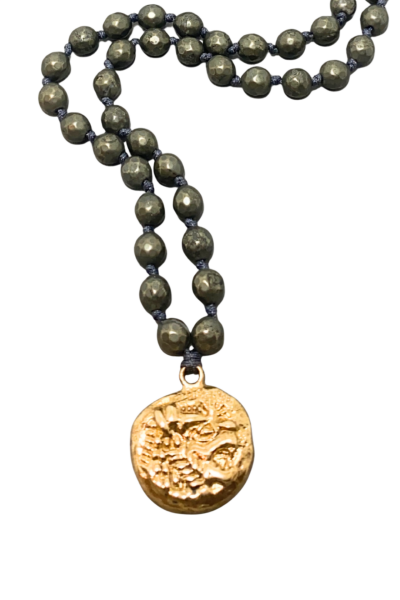 Sikke Kolye – Antik Lidya Sikkesi Reprodüksiyonu | Pirit Taşlı Bronz El Yapımı