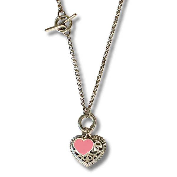 Ajurlu Kalpli Mineli Kolye