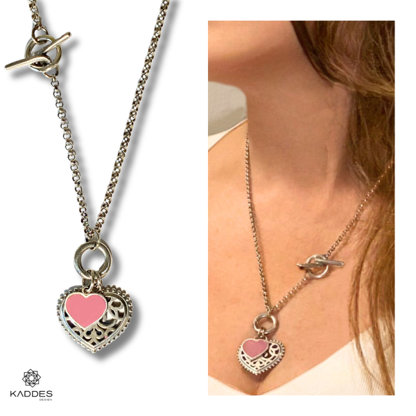 Ajurlu Kalpli Mineli Kolye