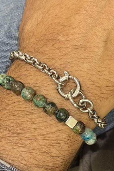 Gümüş Zincirli Erkek Bileklik - 925 Ayar