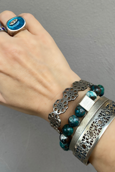 Krizokol Bileklik - Küp Detaylı | 925 Ayar Gümüş