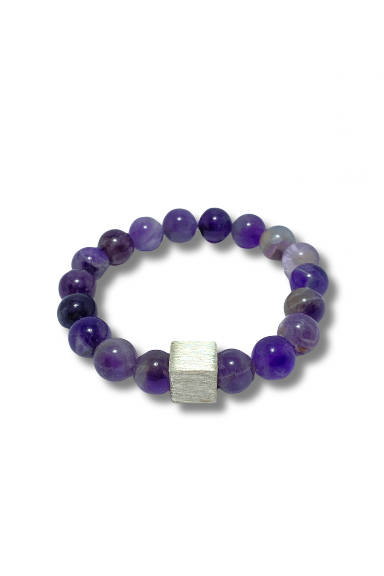 Ametist Bileklik - Küp Detaylı | 925 Ayar Gümüş