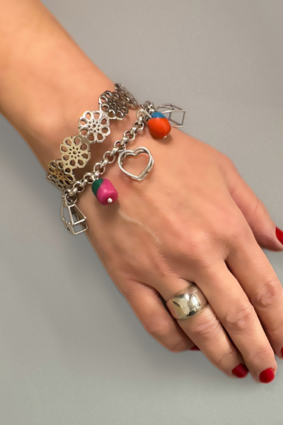 Charm Bileklik - Kalp, Ev, Çanta Figürlü | 925 Ayar Gümüş