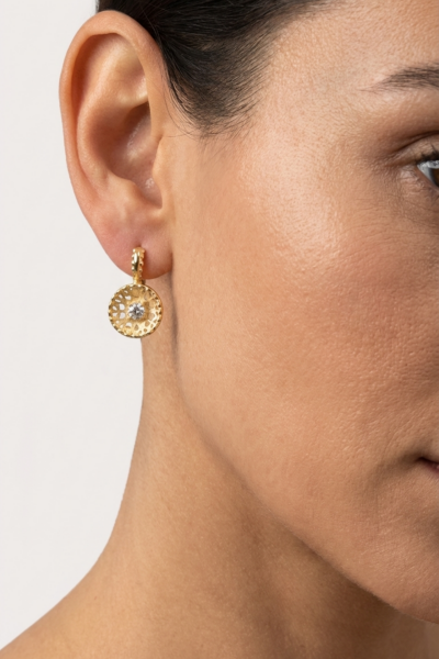 Şemse Küpe – 925 Ayar Gümüş Altın Kaplama