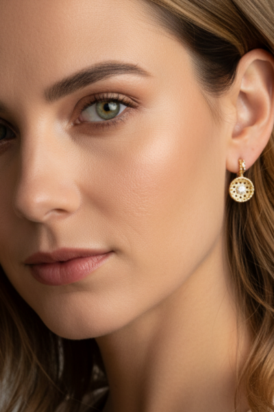 Şemse Küpe – 925 Ayar Gümüş Altın Kaplama