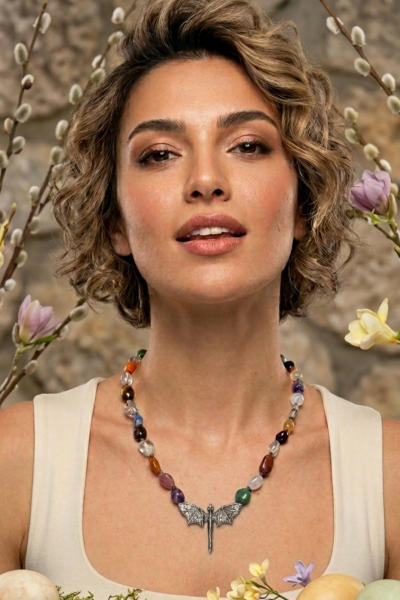 Dragon Kolye – 925 Ayar Gümüş | Doğal Taşlı