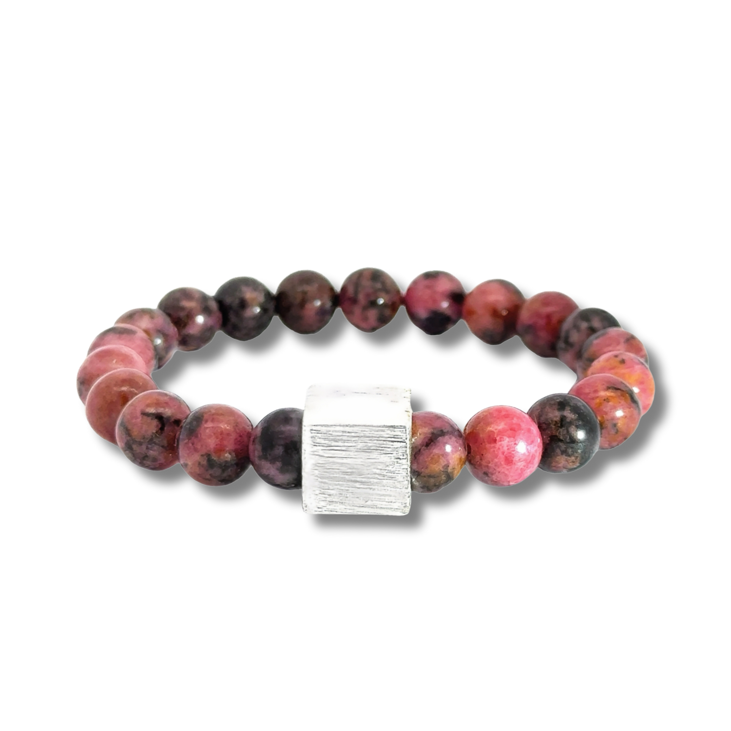 Rodonit Taşlı Gümüş ;Küplü Bileklik