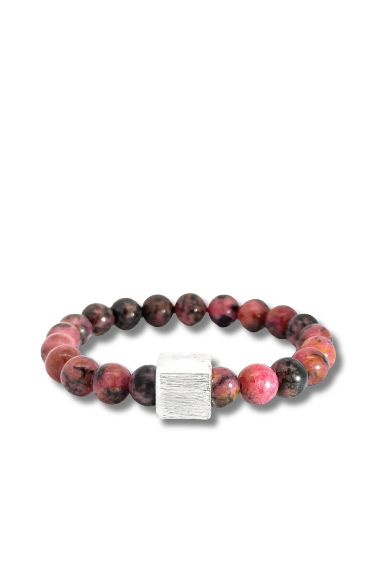 Rodonit Taşlı Gümüş Küplü Bileklik