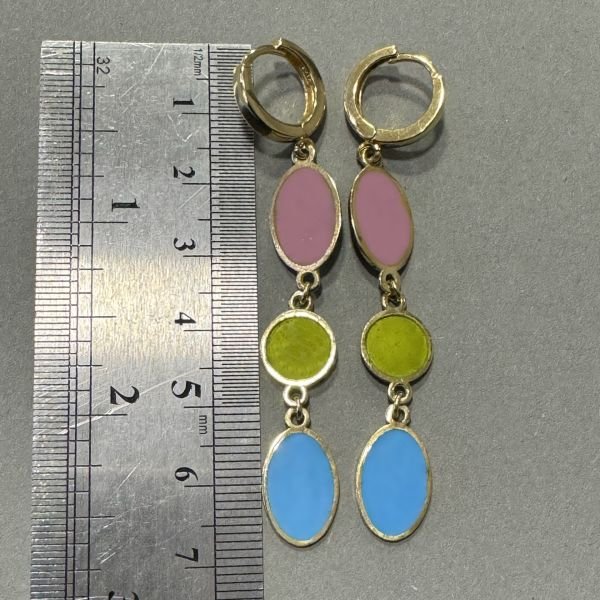 Renkli Mineli Sallantılı Küpe – 925 Ayar Gümüş