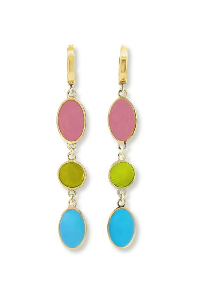 Renkli Mineli Sallantılı Küpe – 925 Ayar Gümüş