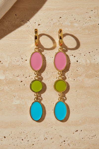 Renkli Mineli Sallantılı Küpe – 925 Ayar Gümüş