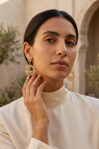 Semiramis Avize Küpe  - 925 Ayar Gümüş | Altın Kaplama