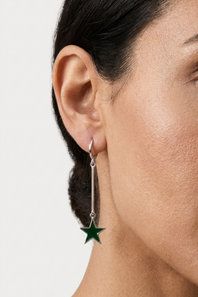 Yıldız Küpe – Mineli Sallantılı ve Halka Tasarımlı | 925 Ayar Gümüş Rodyum Kaplama