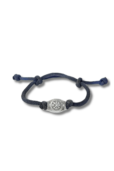 Vegvisir Bileklik – Gri Kordonlu 925 Ayar Gümüş
