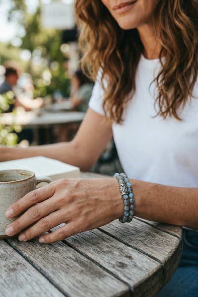 Rune Bileklik – Gebo Sembolü | Labradorit Doğal Taşlı 925 Ayar Gümüş