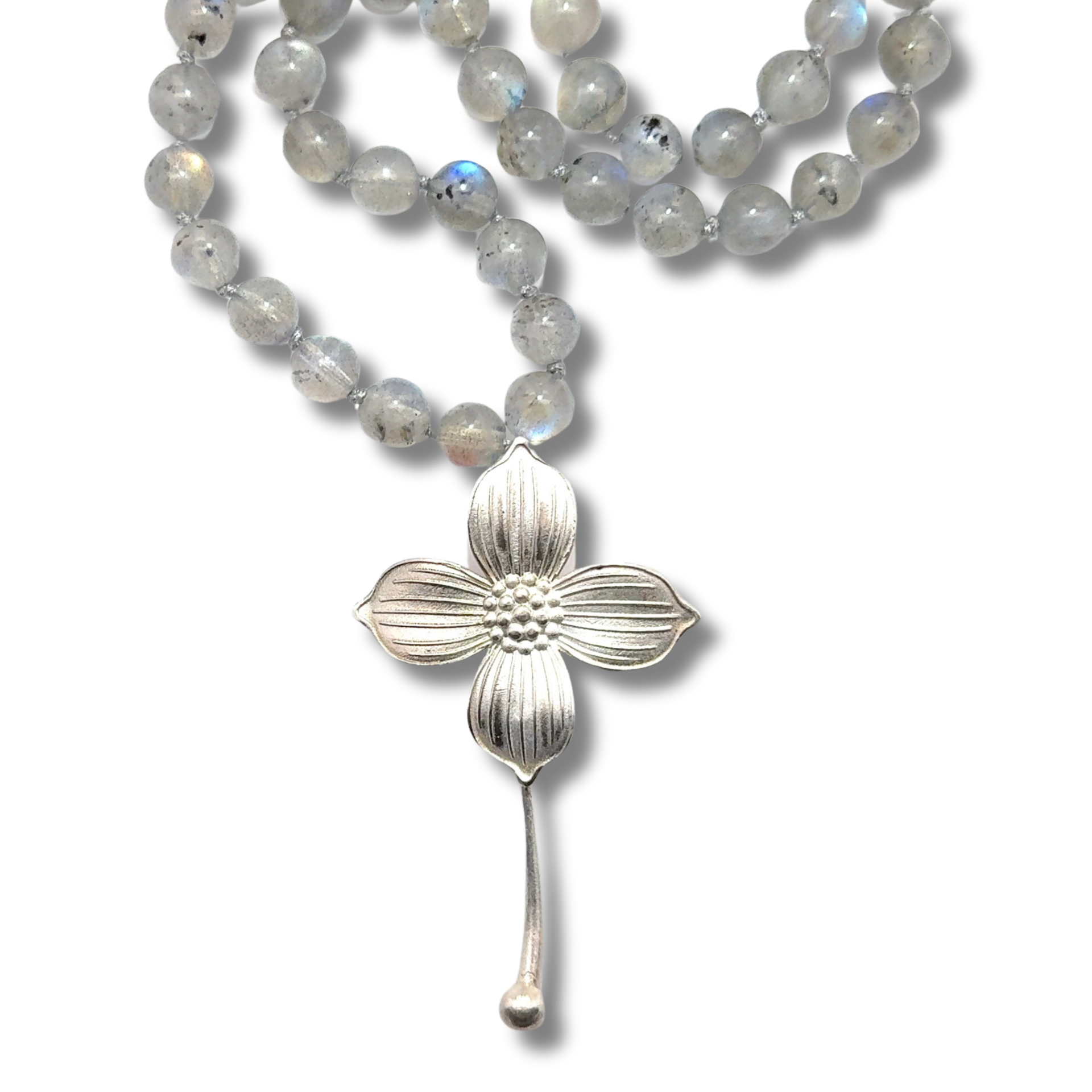 Labradorit  Doğal Taşlı Gümüş Menekşe Kolye