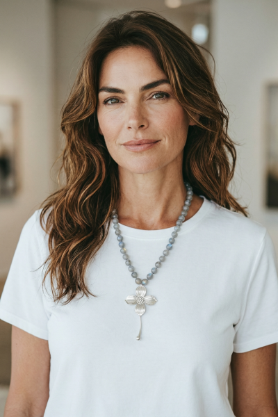 Menekşe Kolye – Labradorit Doğal Taşlı 925 Ayar Gümüş