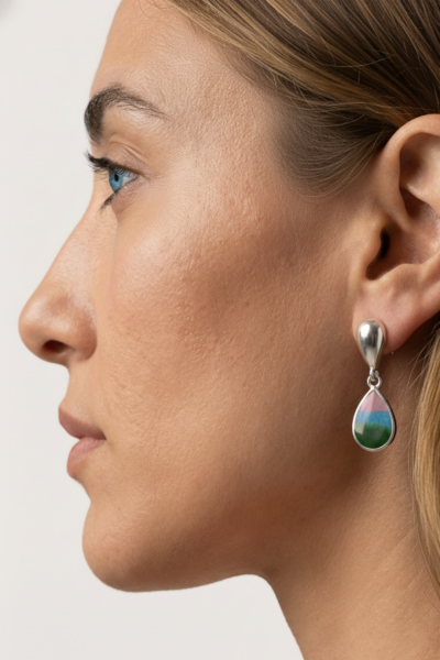 Damla Küpe - 925 Ayar Gümüş ve Mineli | Rodyum Kaplama