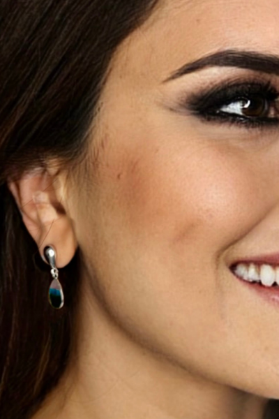 Damla Küpe - 925 Ayar Gümüş ve Mineli | Rodyum Kaplama