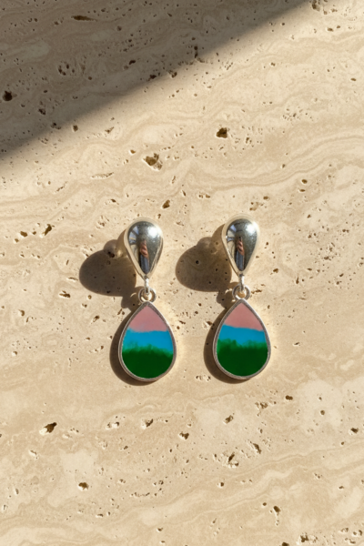 Damla Küpe - 925 Ayar Gümüş ve Mineli | Rodyum Kaplama