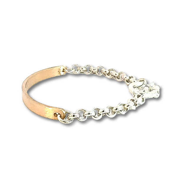 Gümüş Zincirli Bronz Manşet Bileklik