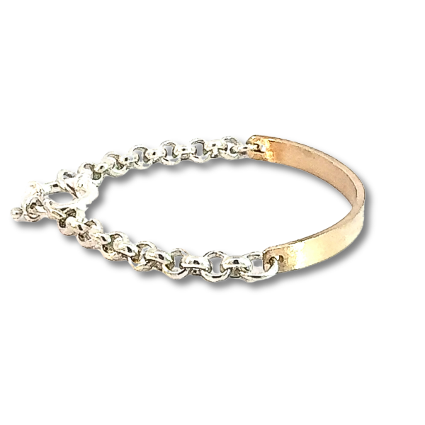 Gümüş Zincirli Bronz Manşet Bileklik