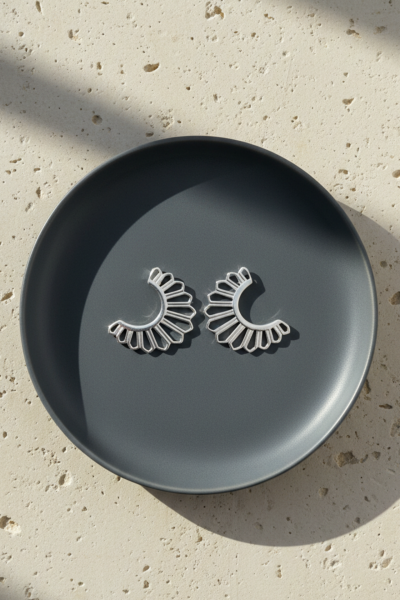 Yelpaze Küpe - 925 Ayar Gümüş