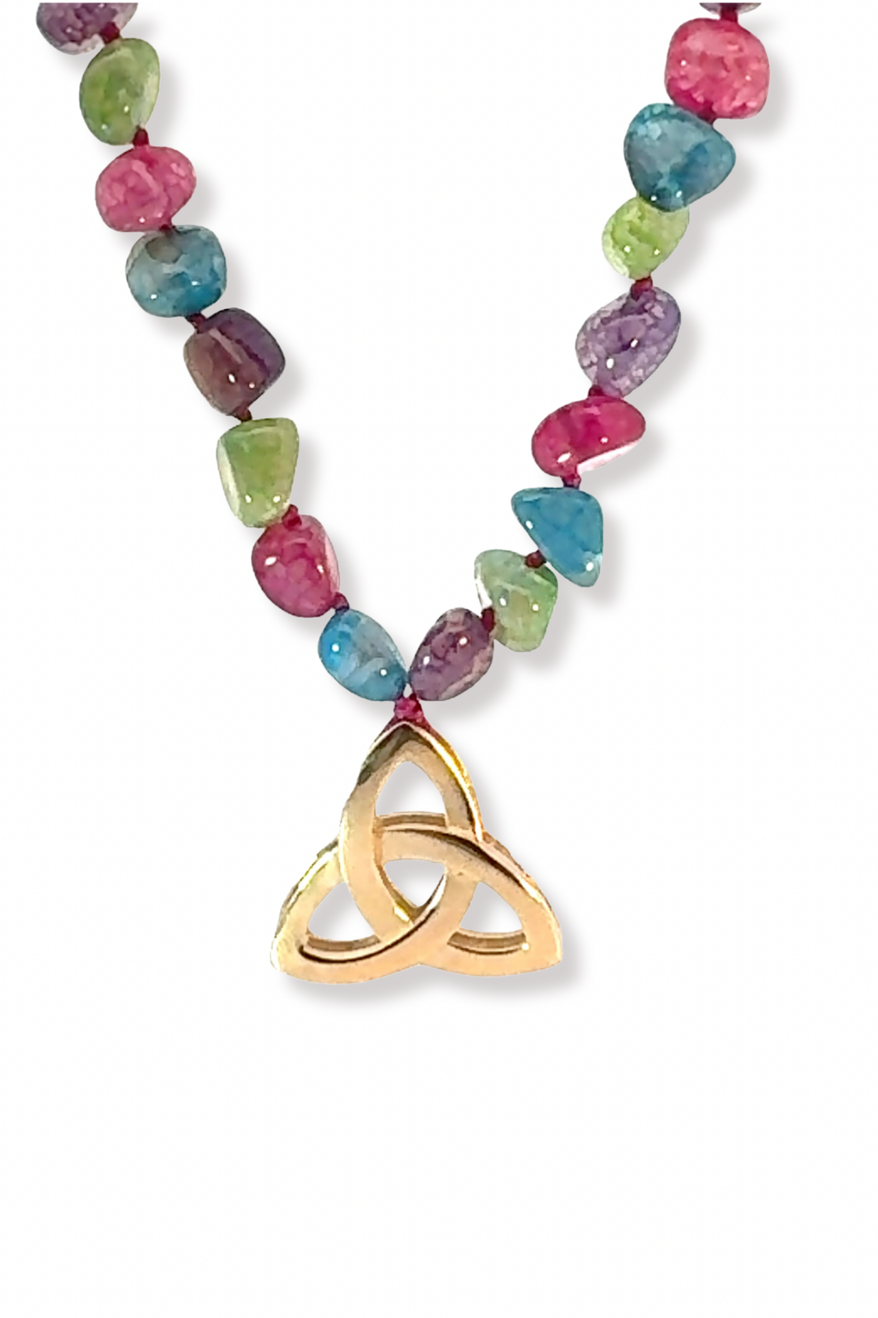 Triquetra Kolye – Akik Taşlı Bronz | Kadim Kelt Sembolü El Yapımı Tasarım