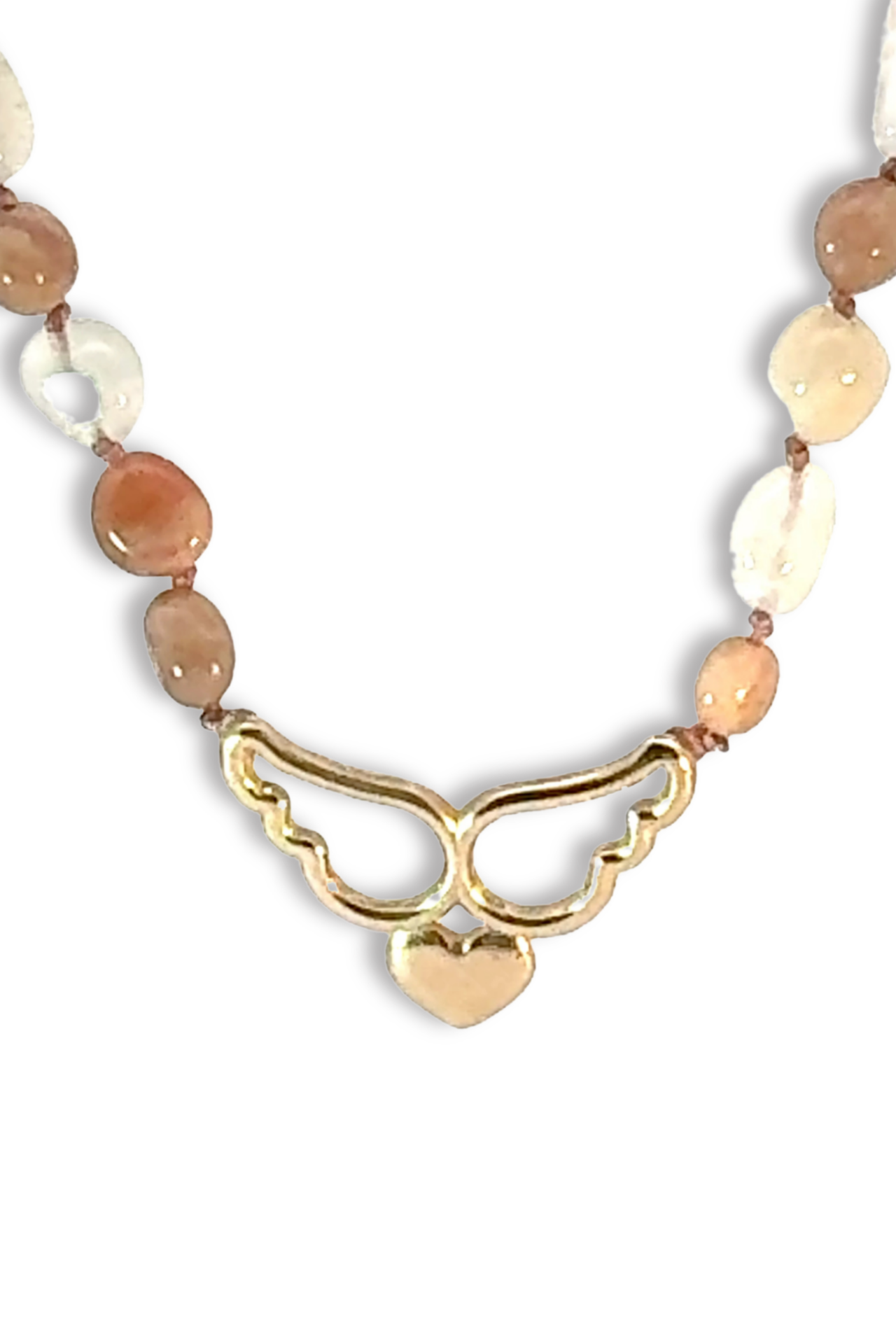 Kalpli Kolye – Melek Kanatlı Bronz | Aytaşı Doğal Taşlı El Yapımı Tasarım