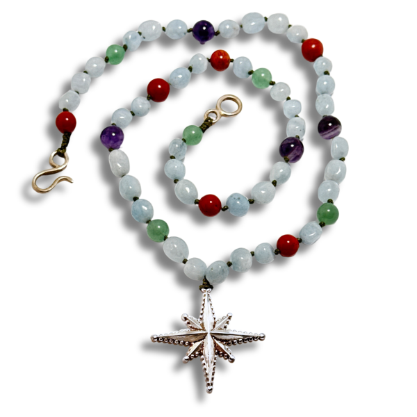 Akuamarin Taşlı Kutup Yıldızı Polaris Kolye