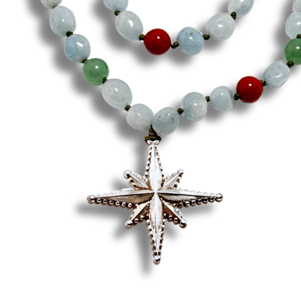 Akuamarin Taşlı Kutup Yıldızı Polaris Kolye