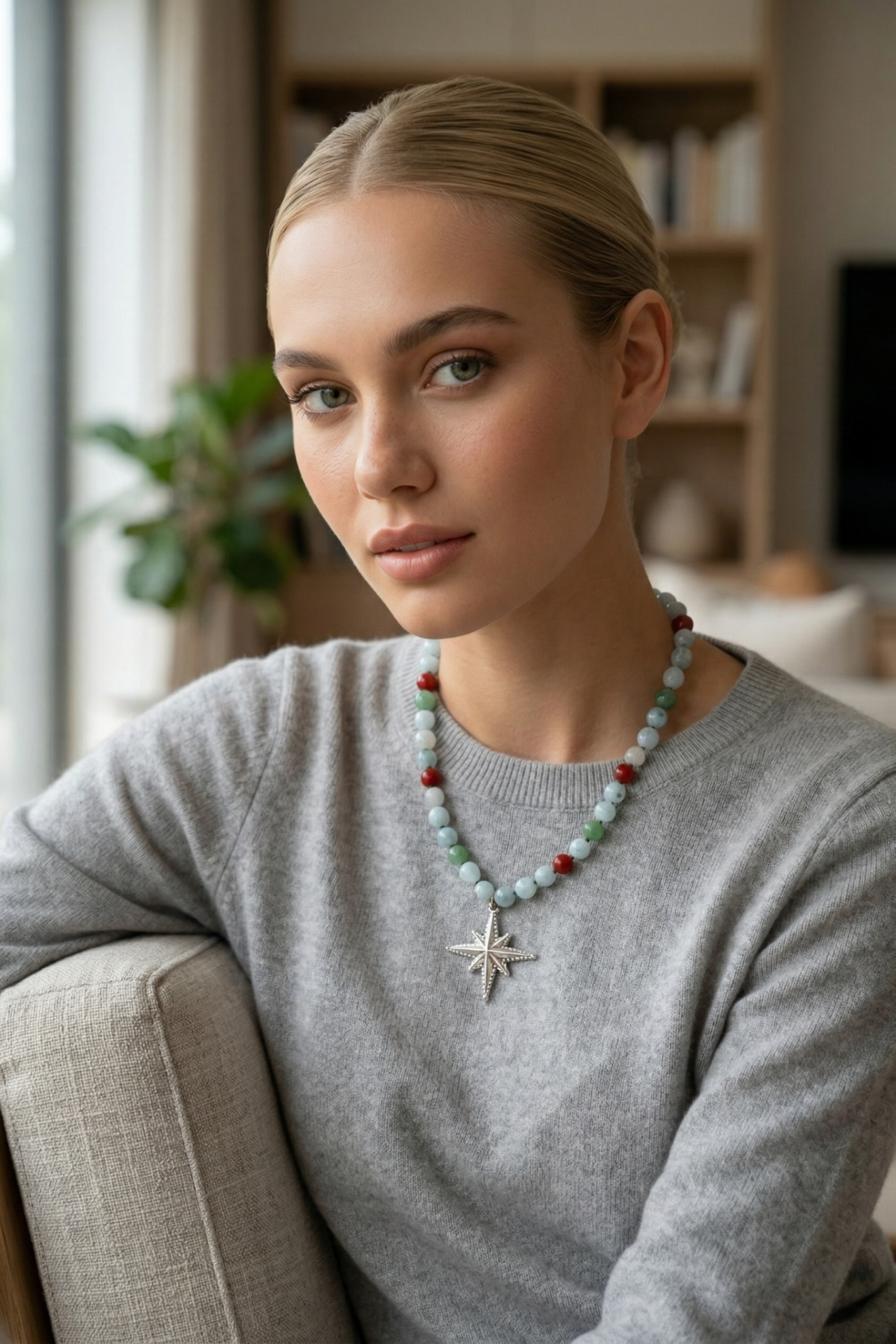 Kuzey Yıldızı Kolye - Doğal Taşlı | 925 Ayar Gümüş