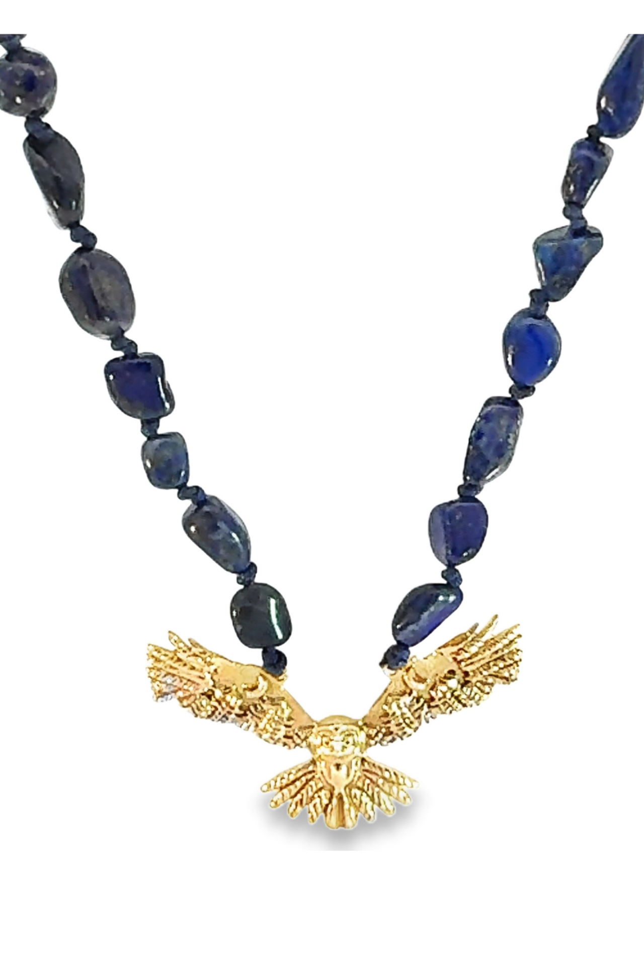 Lapis Lazuli ve Prehnit Doğal Taşlı Bronz Baykuş Kolye