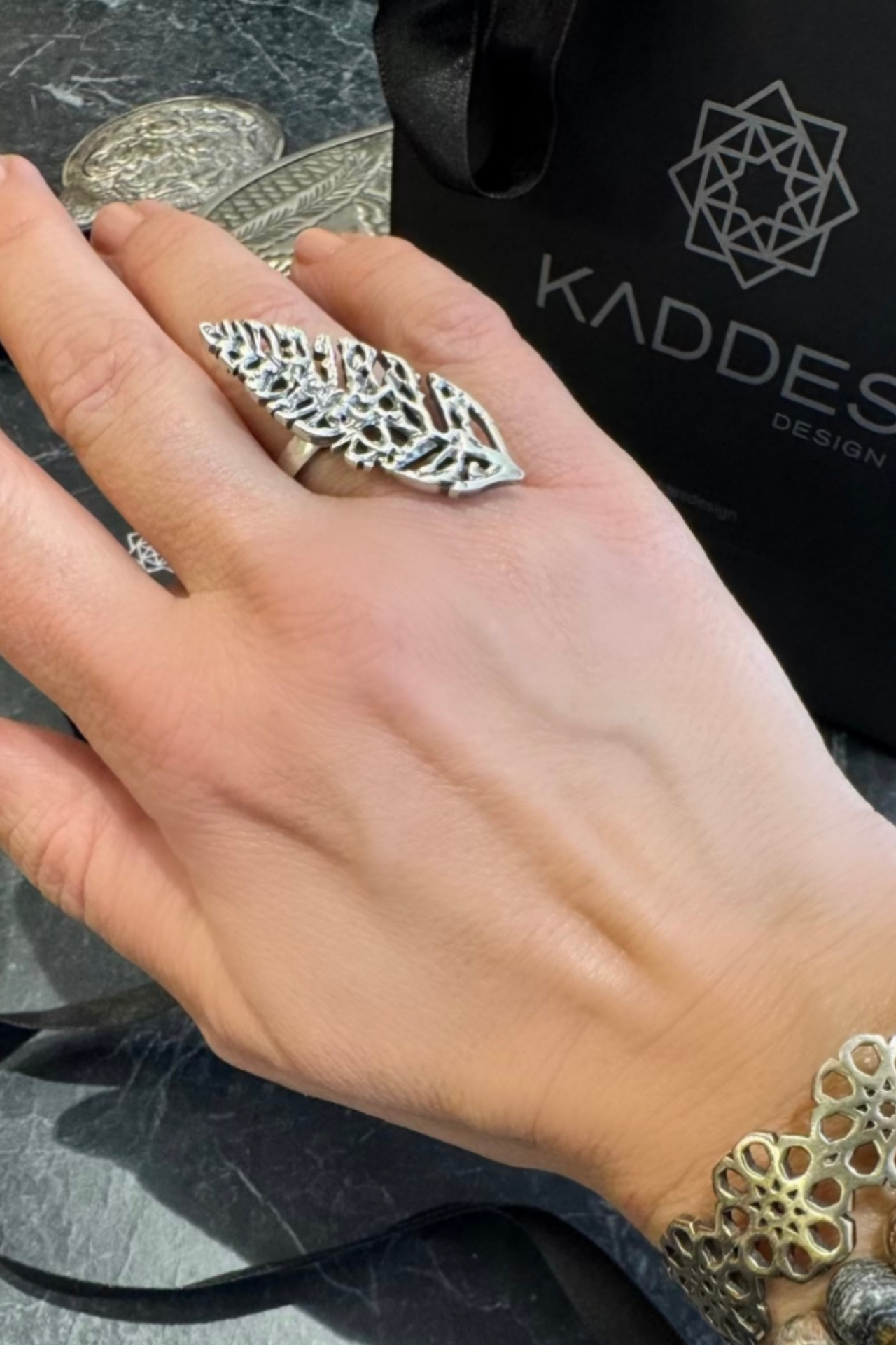 Yaprak Yüzük - 925 Ayar Gümüş