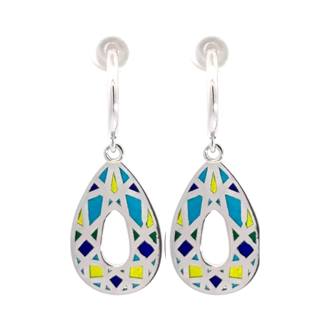 Elmas Plique-a-Jour Mineli Damla Küpe