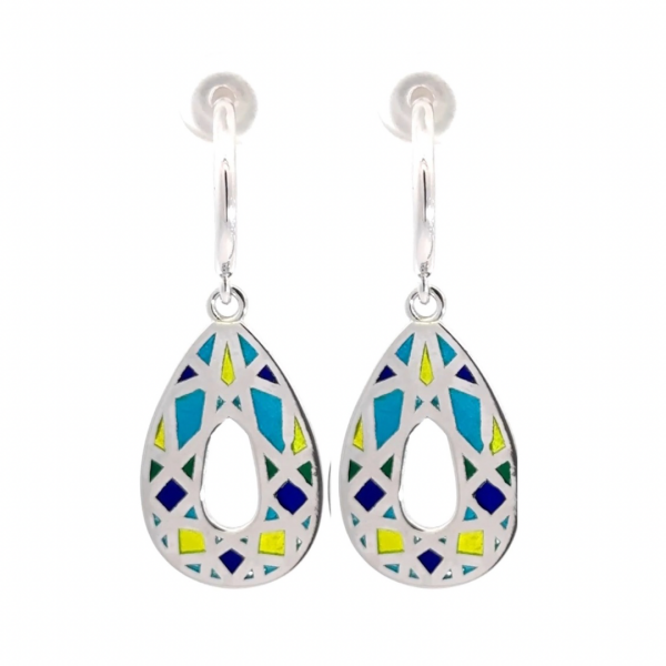 Elmas Plique-a-Jour Mineli Damla Küpe