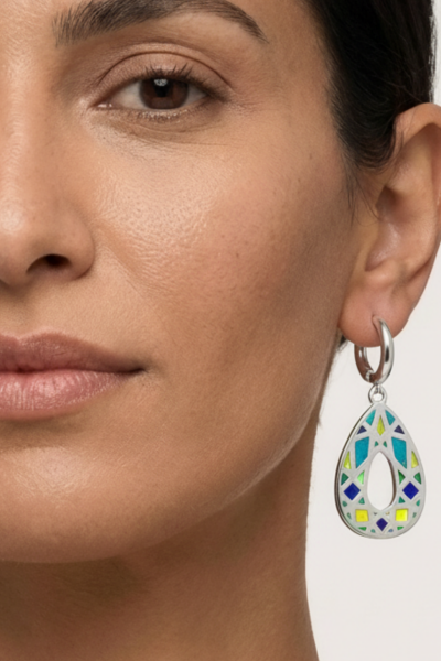 925 Ayar Gümüş Damla Küpe – Mineli