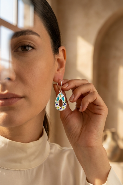 925 Ayar Gümüş Damla Küpe – Mineli