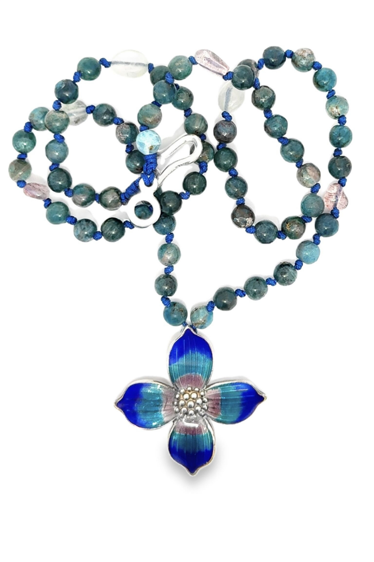 Menekşe Kolye – Mineli | Apatit Doğal Taşlı 925 Ayar Gümüş